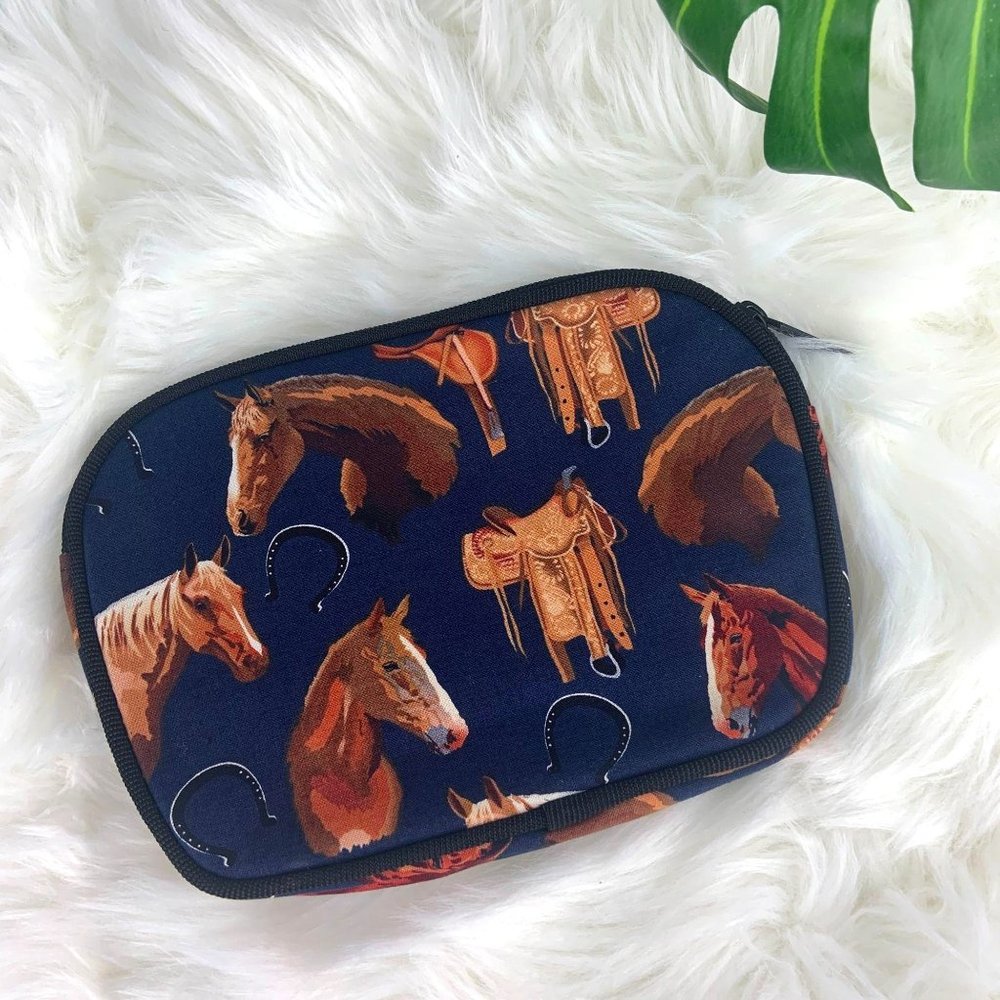 SAX Horse Print Equestrian Fabric Pouch Clutch